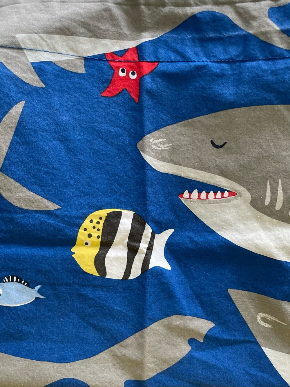 Pottery Barn Kids Blue Ocean Shark & Fish Sham - Playful Sea Print